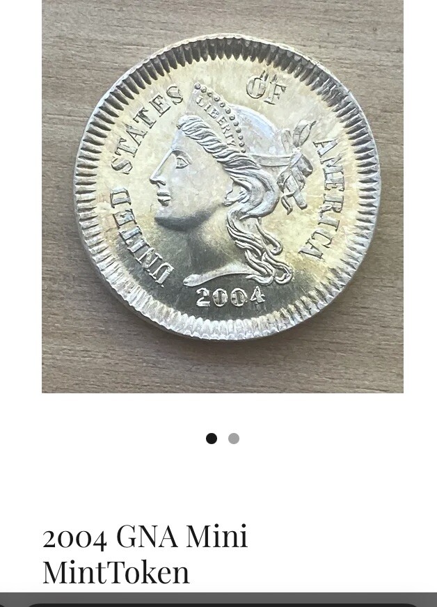 🔥‼️MS64‼️🔥2004 GNA 🔥40th Anniversary 3 Cent Token🔥 ”Mini Mint”Gallery Mint