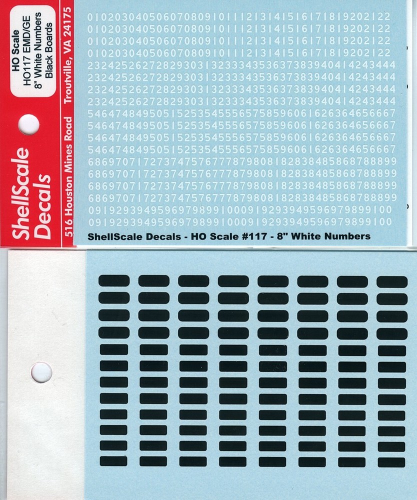 HO117 - EMD/GE 8 Inch Number Board Decals - ShellScale Decals