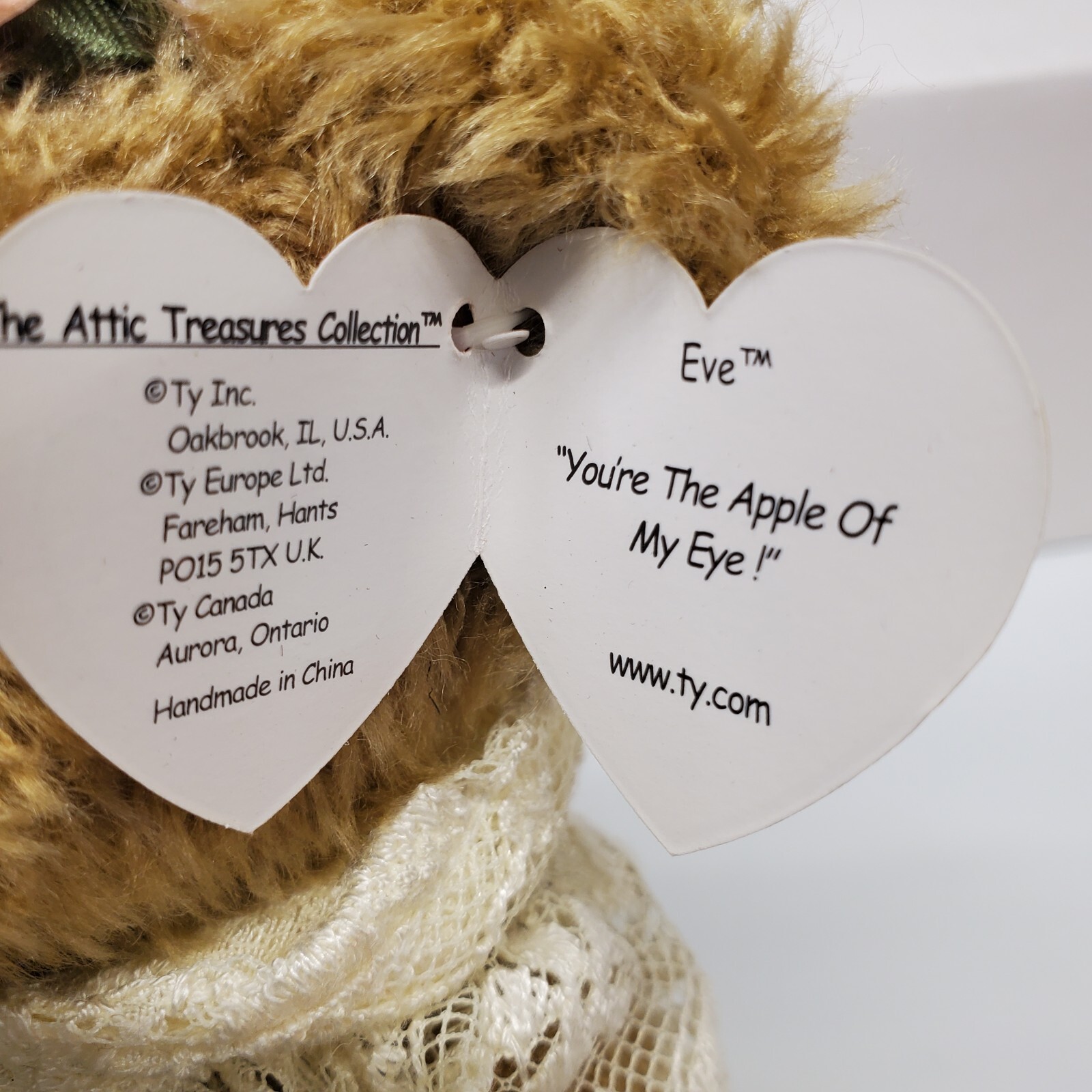 Ty Eve You're the Apple of My Eye Bear 13" Plush Soft Toy Stuffed Animal