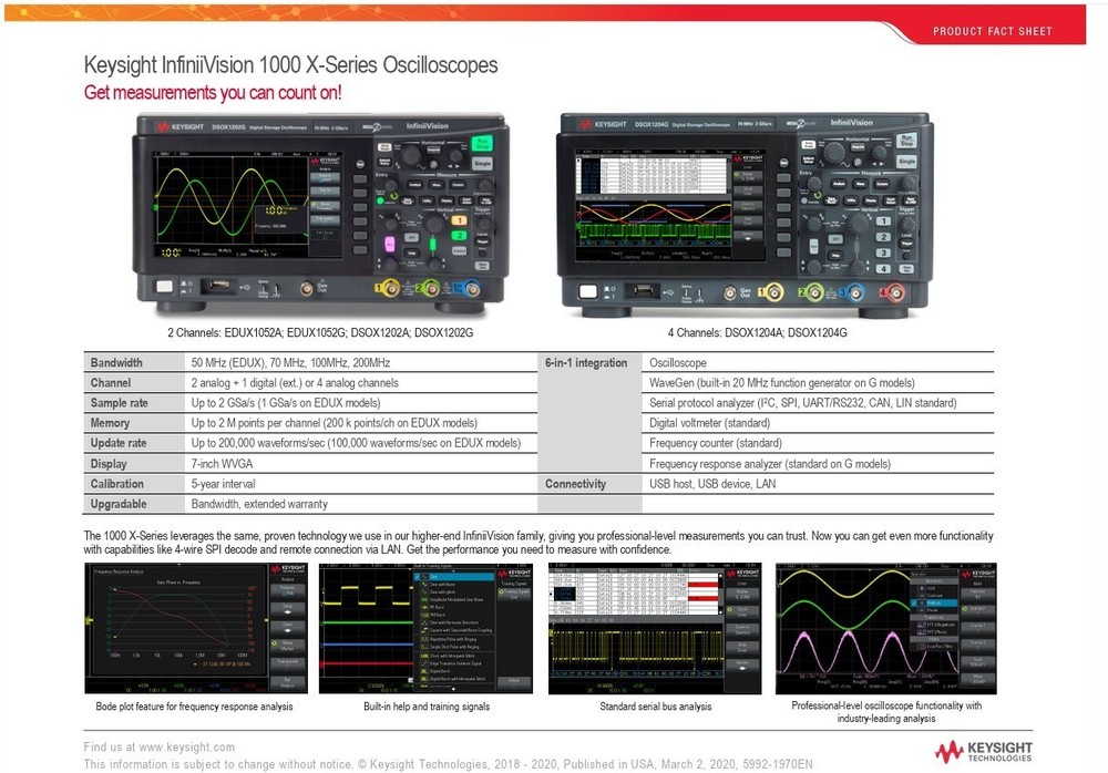 KEYSIGHT EDUX1052G Digital Oscilloscope w/ Built-in Bode Plot, Awesome