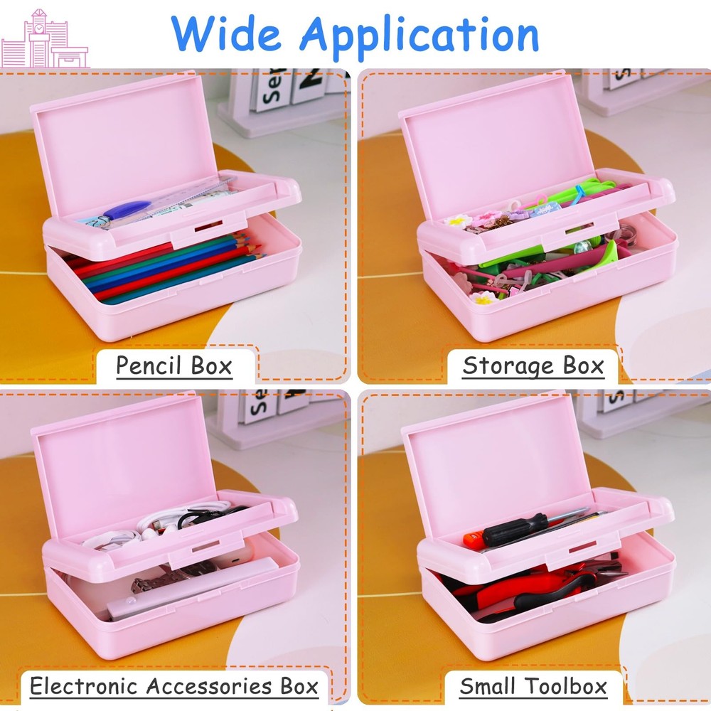 Double Layer Pencil Box, Hard Pencil case 2 Compartments, Plastic Large Capacity
