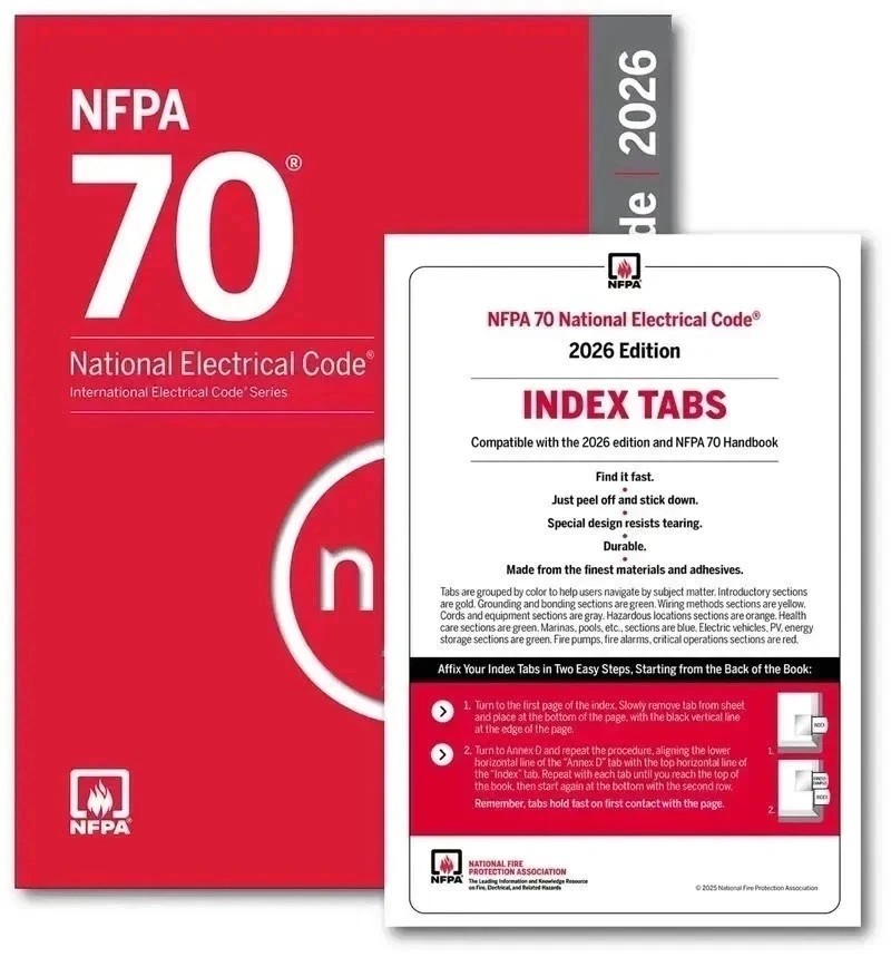 NFPA 70, National Electrical Code (NEC) 2026 Edition with Index Tabs PB.