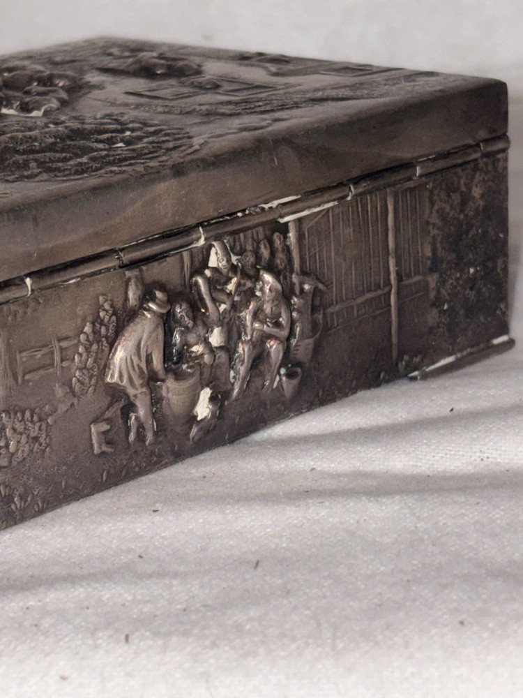 Silver Plated Embossed Box with Cedar-Lined Interior 1920s Hans Jensen Repousse