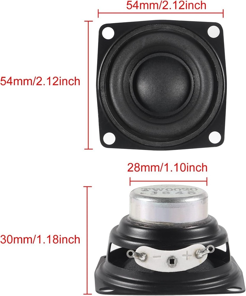 2Pcs 2" 2inch 4Ohm 10W Full Range Audio Speaker Stereo Woofer 2PCS