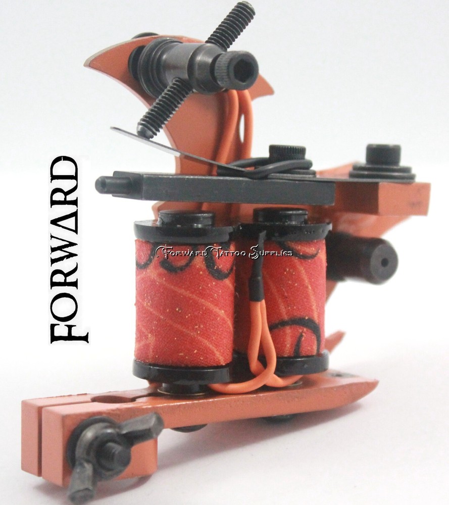 Hand Painted Orange Black Spider Web Bat Shader Tattoo Machine Forward Custom