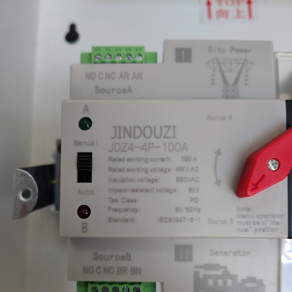 Automatic Generator Transfer Switch 100A 4P 4-Wire 230/400V Automatic/Manual Gen