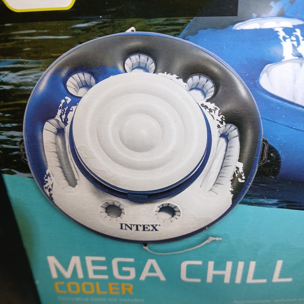 Intex Mega Chill Inflatable Cooler Float 35in Pool Lake River 5 Cup Holder Stora