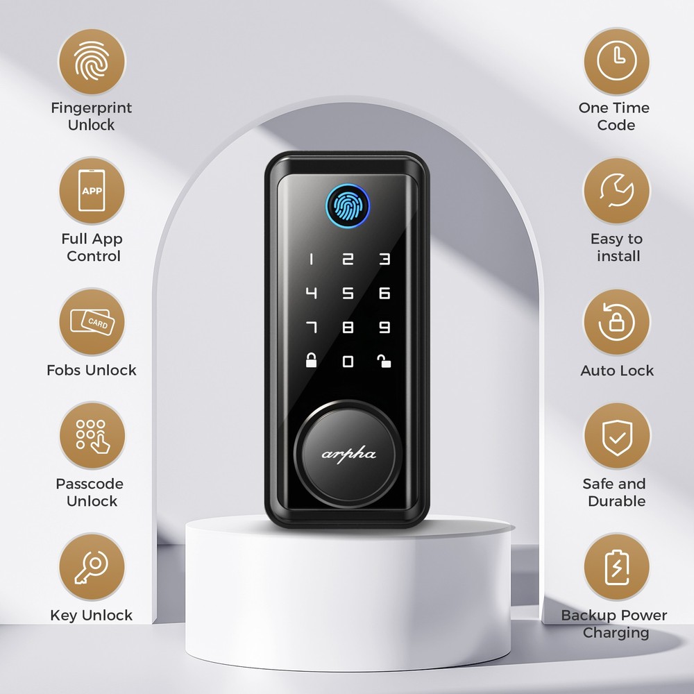 ARPHA Keyless Entry Smart Door Lock 50 Code Keypad Deadbolt Fingerprint Password