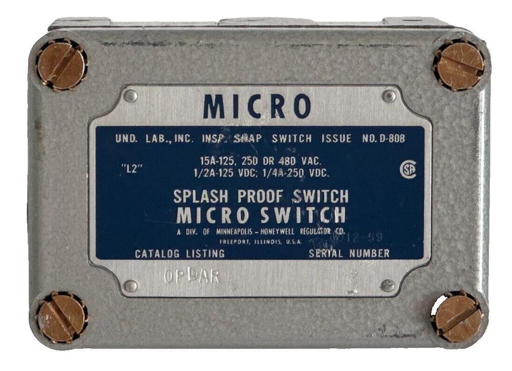USED Honeywell 0PDAR Splash Proof Switch