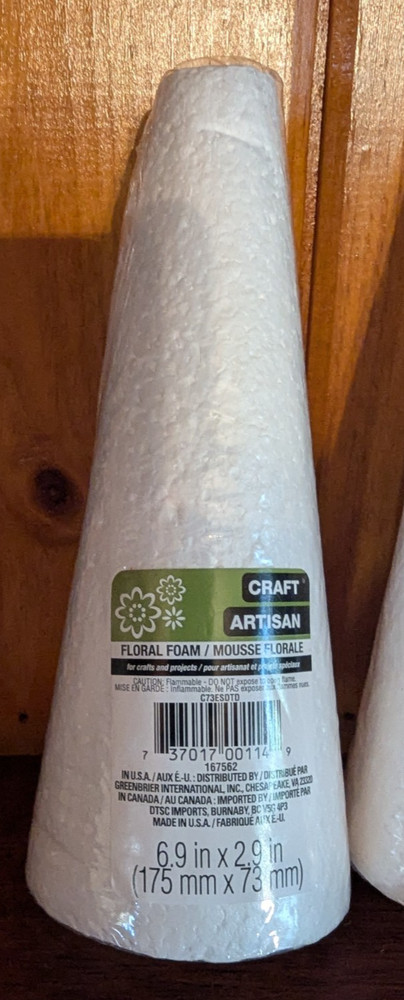 4 Styrofoam Christmas Tree Forms 6.9" x 2.9"