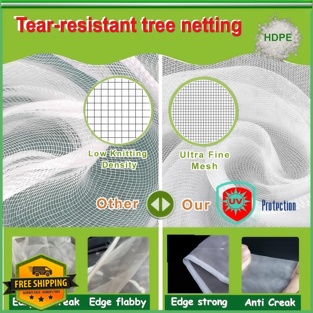 Fruit Tree Netting 4 Pack 2.6x3.3 FT Drawstring Plant Covers