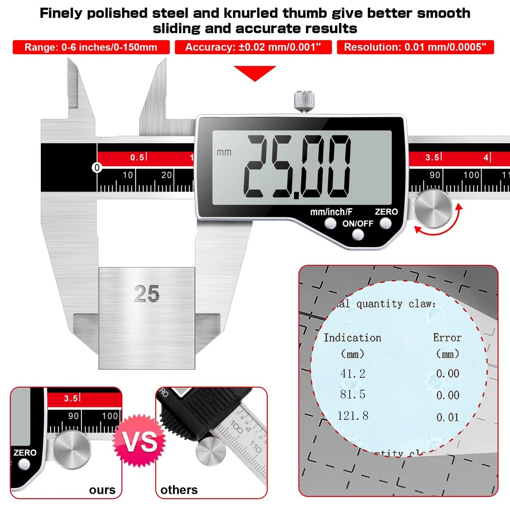 Digital Caliper Electronic Caliper Measuring Tool Precision Digital Vernier C...