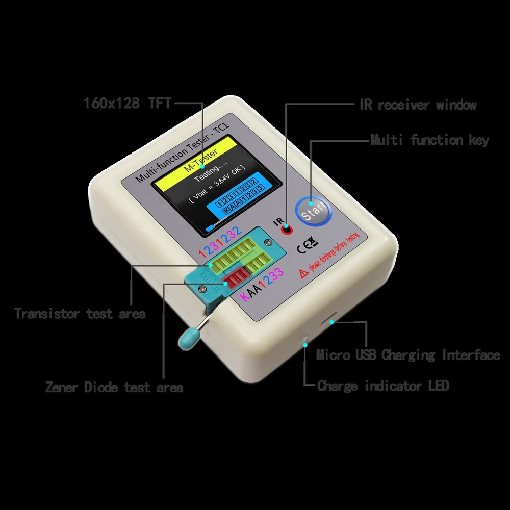1.8" LCD Display Multi-meter Transistor Tester Diode Triode Capacitor Resistor