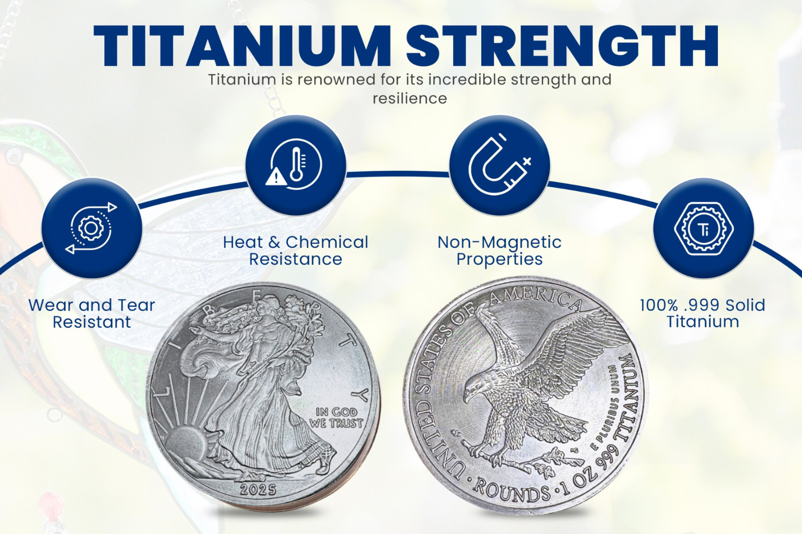 2025 American Eagle Liberty Walking Coin TROY OUNCE OZ .999 Pure TITANIUM Round