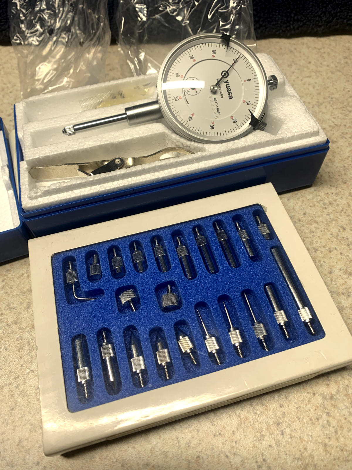 Machinist Tools: Yuasa 1" Dial Gauge 300-005 with indicator point set (NOS)
