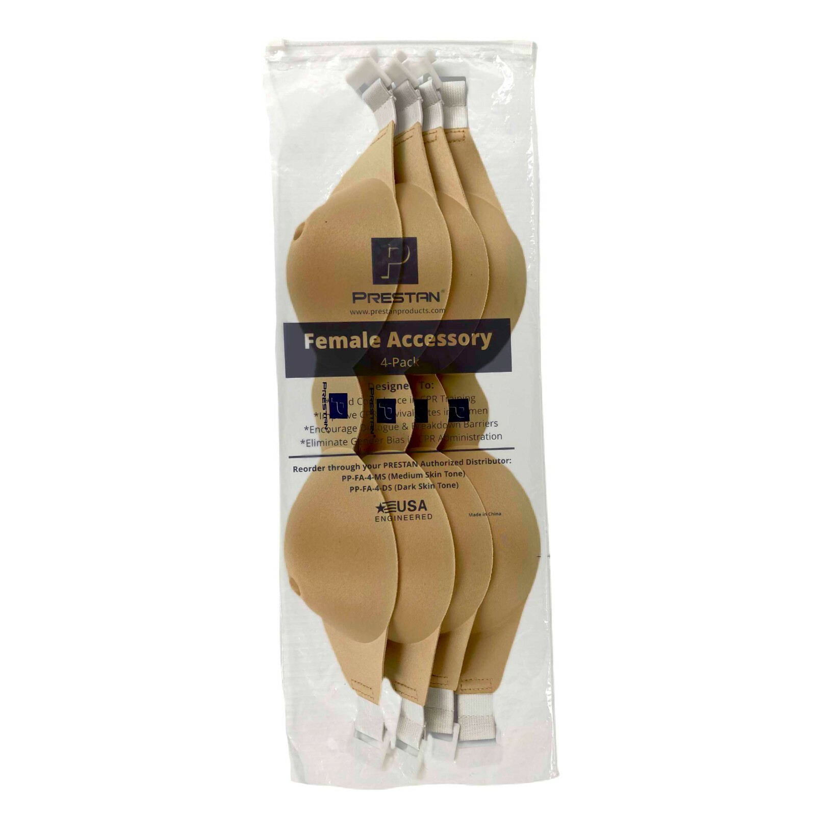 PRESTAN Chest Accessory 4-Pack, Medium Skin Tone