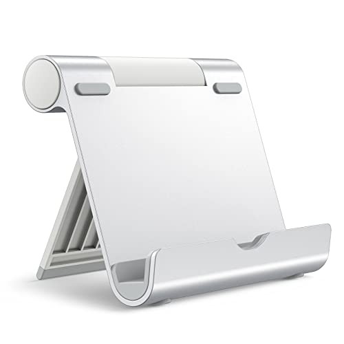 Tablet Stand, Adjustable Portable Desktop Holder, Foldable Dock for Silver