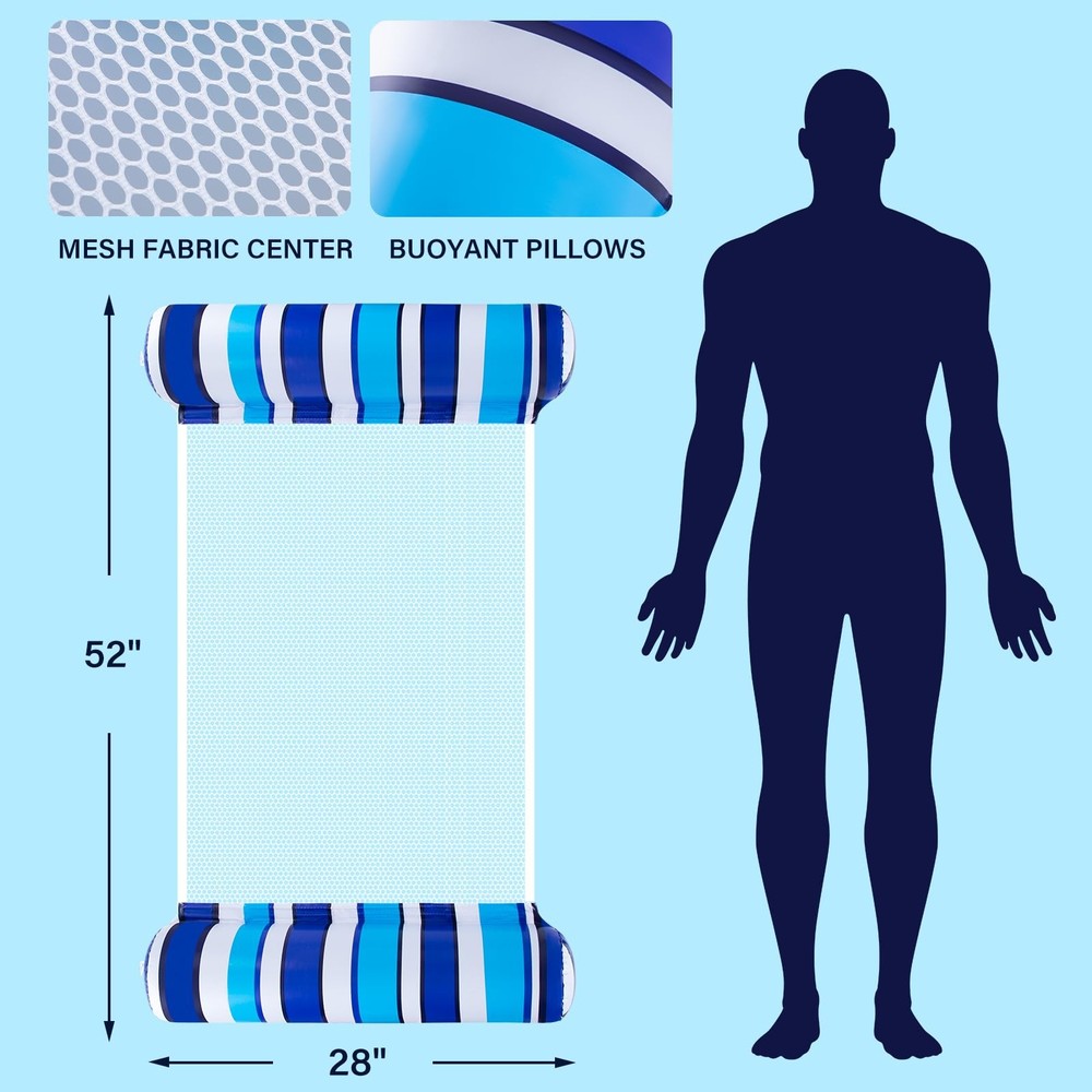 Pool Floats 2 Pack Pool Floats, Inflatable Pool Hammock Float, 4in1 Pool Ham...