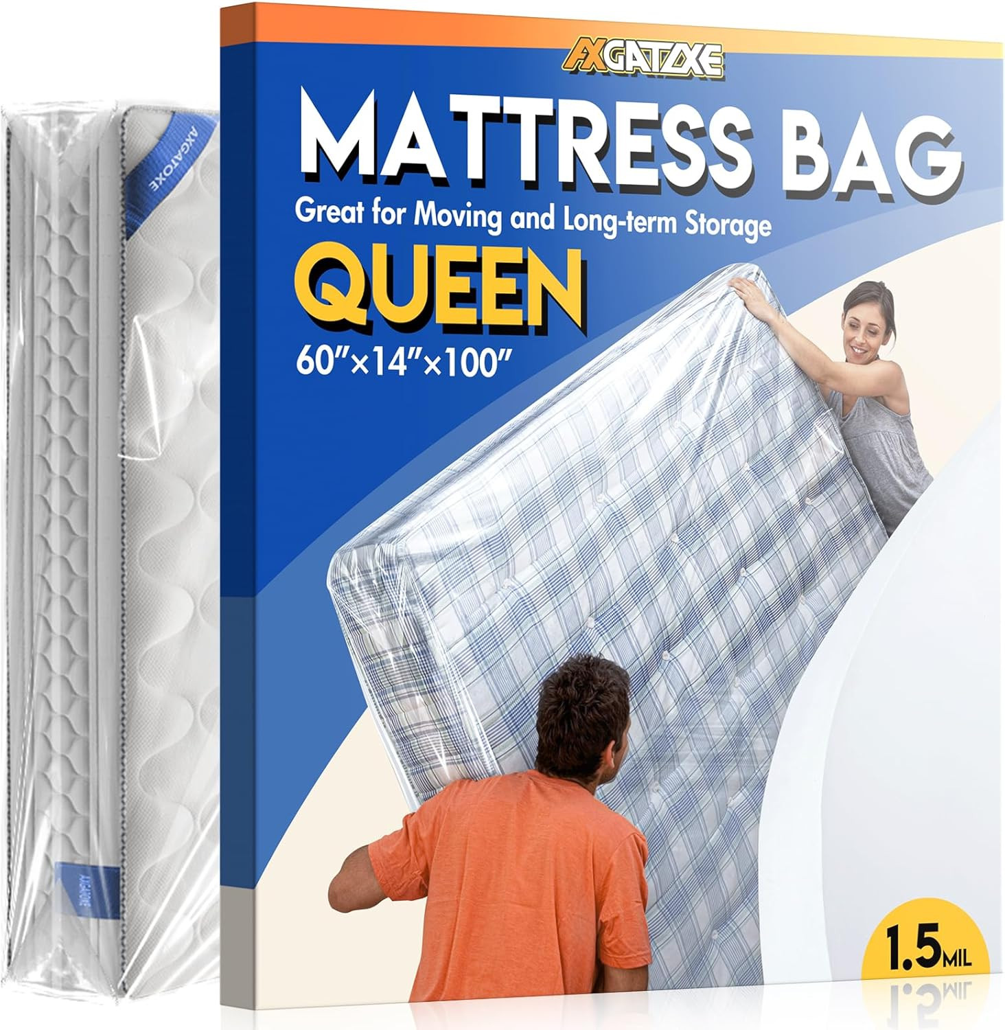 Queen Mattress Storage Bag Waterproof Heavy Duty Plastic Cover for Moving 100x60