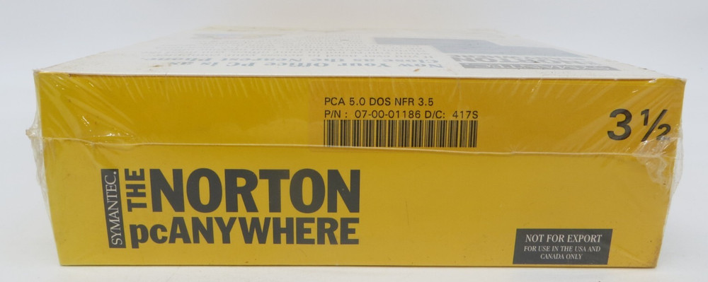 SYMANTEC THE NORTON pcANYWHERE VERSION 5.0 FOR DOS - NEW VERSION