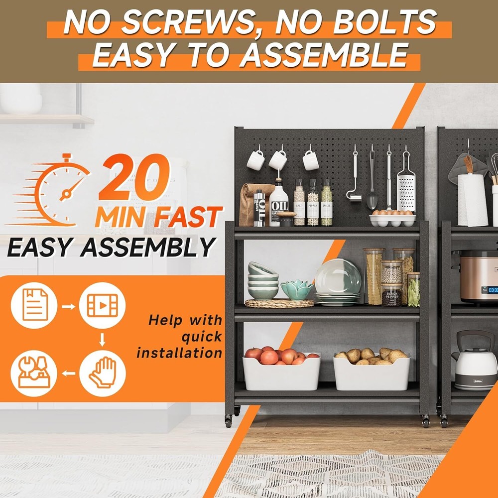 Workbench with Pegboard,Adjustable Heavy Duty Work Table with Wheels,18"x34"x32"