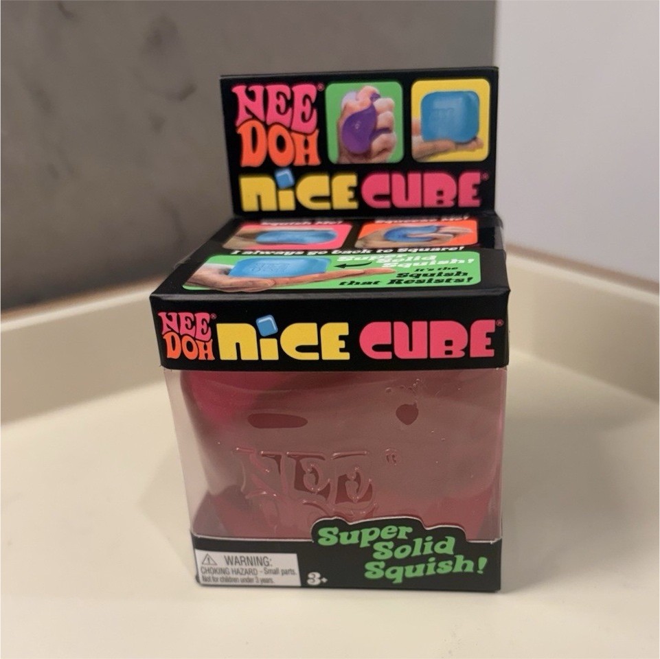 Nee Doh Nice Cube Super Solid Squish Squeeze Toy Pink Ages 3+