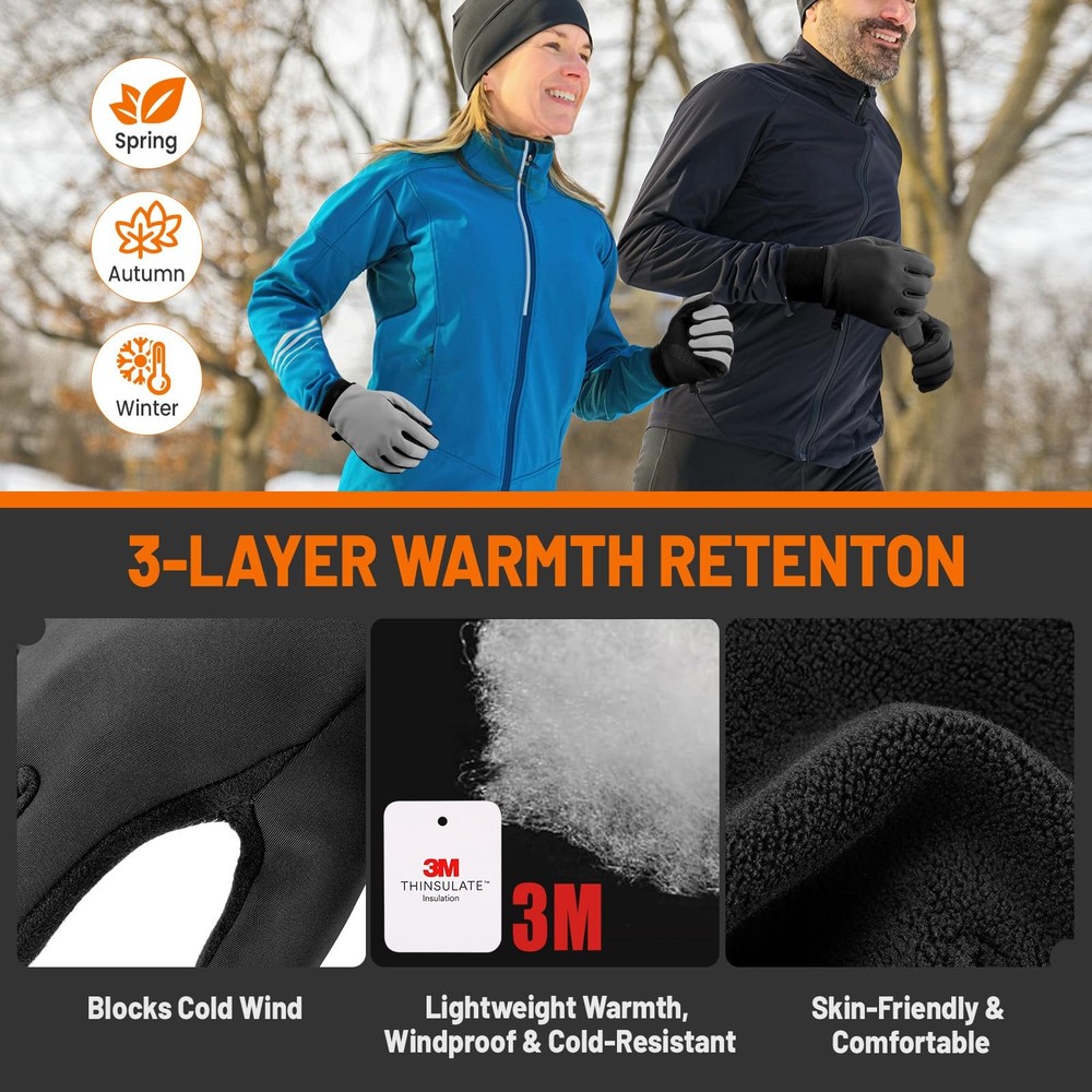 Winter Gloves with Windproof & 3M Thermal Insulation, Touchscreen & Anti-Slip...