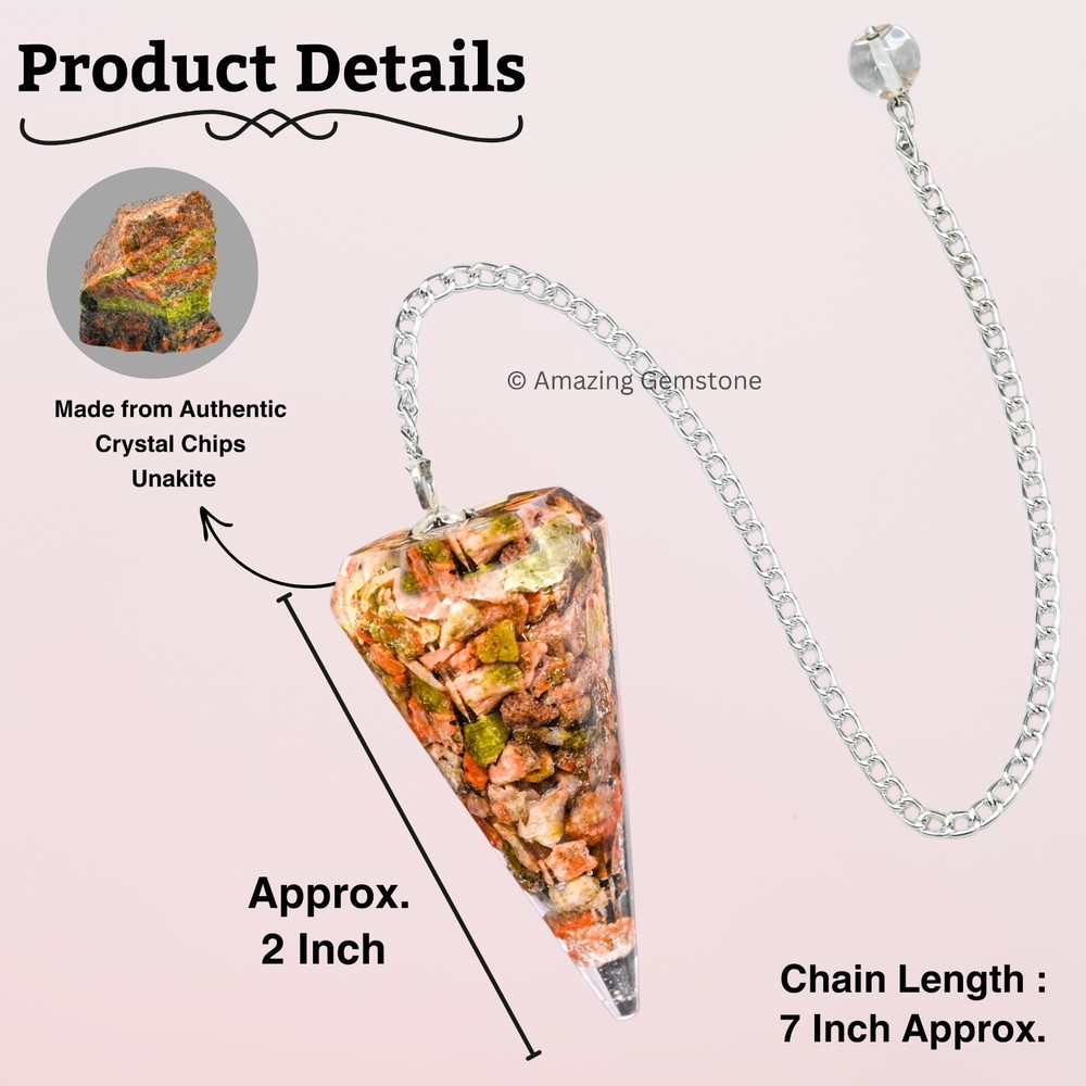 Unakite Orgone Crystal Pendulums