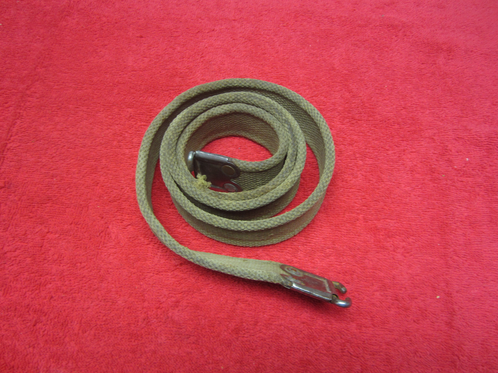 British Original WWII Web Enfield Rifle Sling W/Brass Hooks