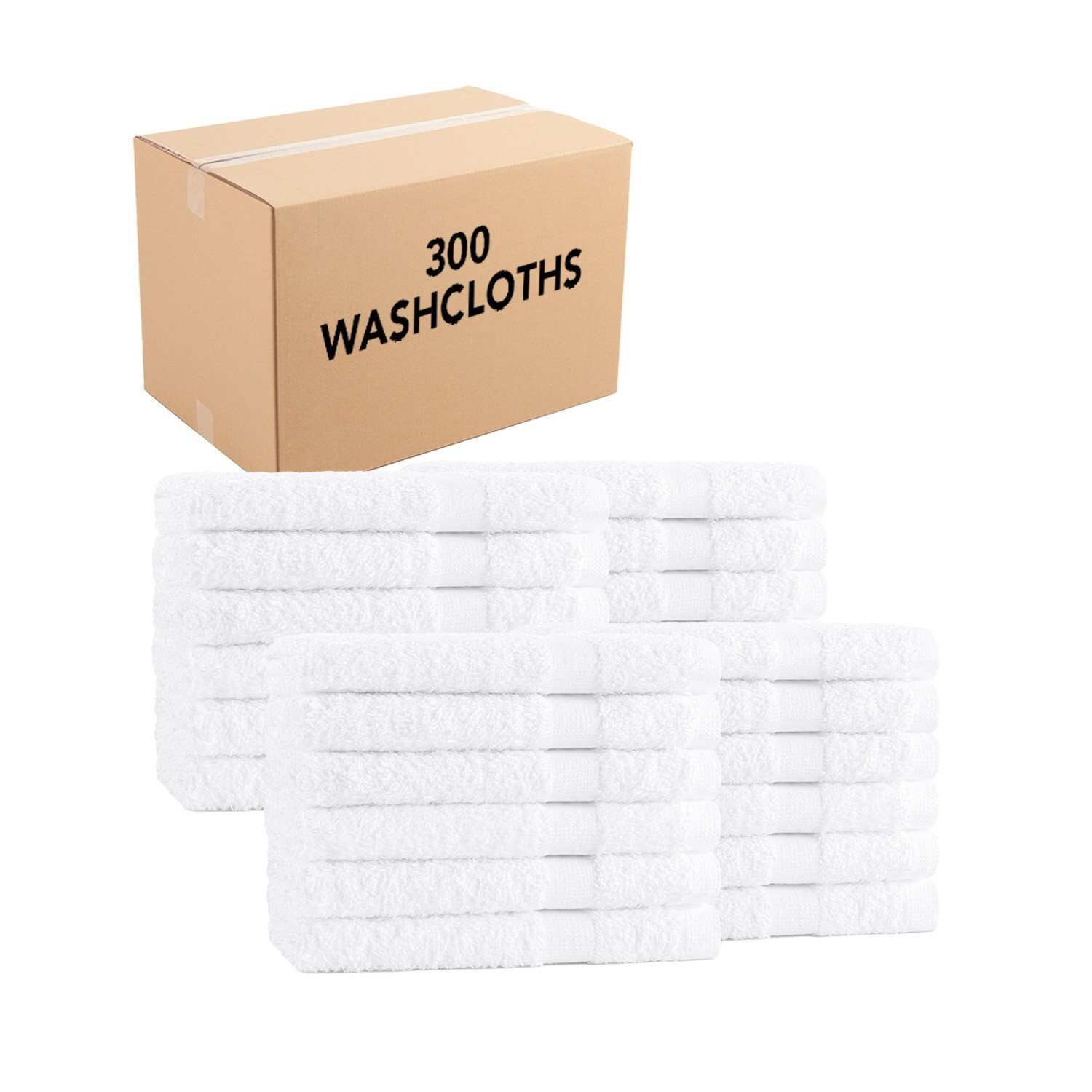 Admiral Hospitality Washcloths 12x12 (Bulk Case of 300), White, Cotton Blend