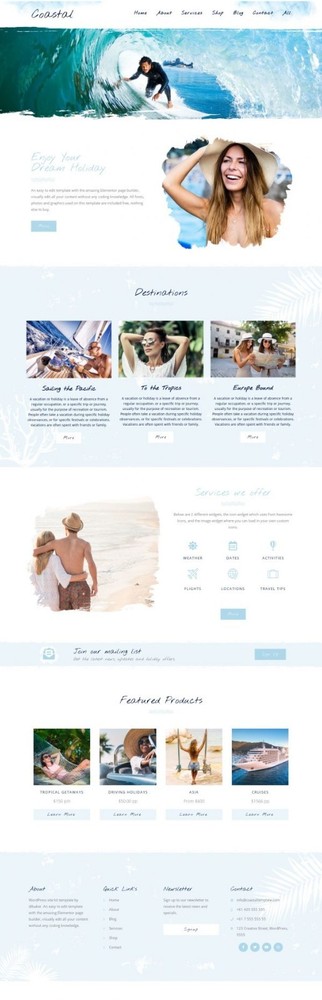 Travel & Surf Grunge Theme - Wordpress Elementor Template Kit