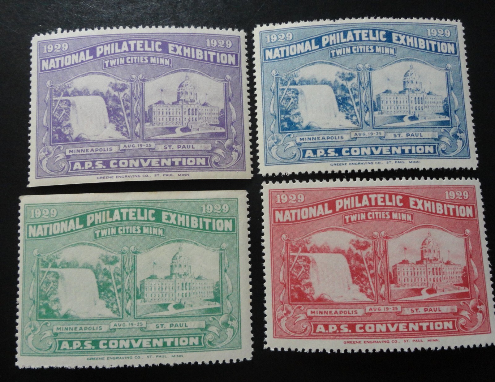 USA 1929 NATIONAL PHILATELIC EXHIBITION TWIN CITIES MINT NH POSTER STAMPS SET