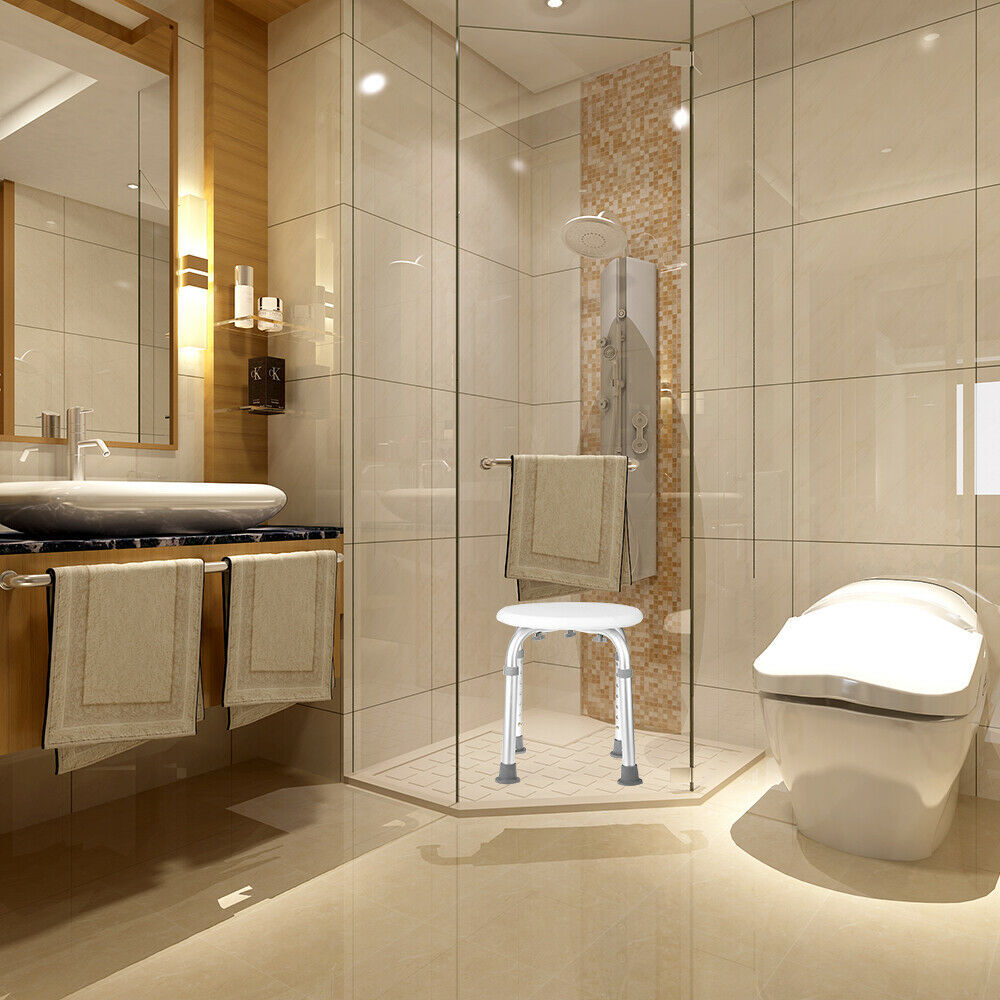 Anti-Slip Adjustable Medical Bath Shower Chair Round Stool Seat for Elderly