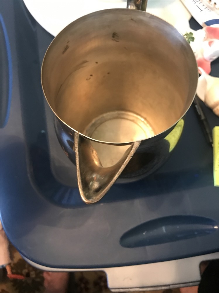 Vintage H S Silver On Copper Water Pitcher