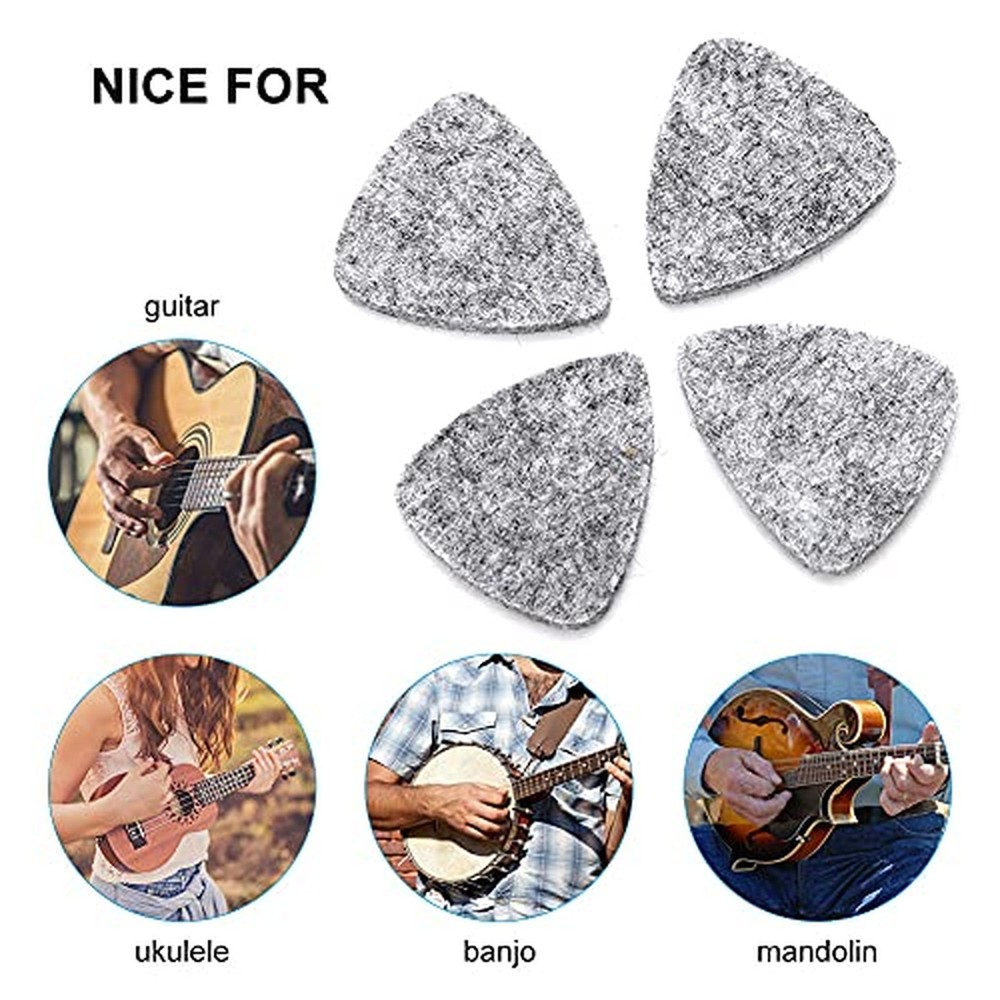 10 PCs Wool Felt Guitar Picks Ukulele Picks Plectrums with Solid Leather Thin...