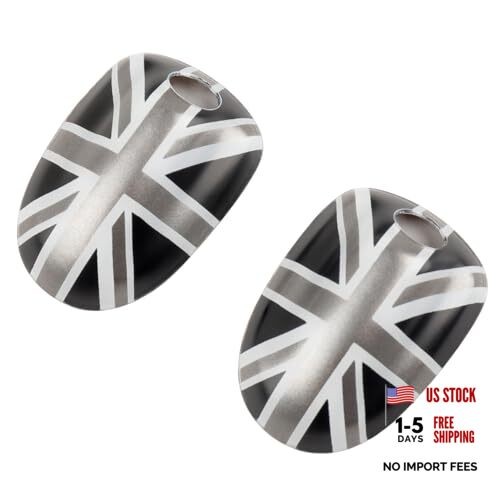 Glossy Windshield Wiper Washer Caps Front Engine Cover Union Jack Gray/Black