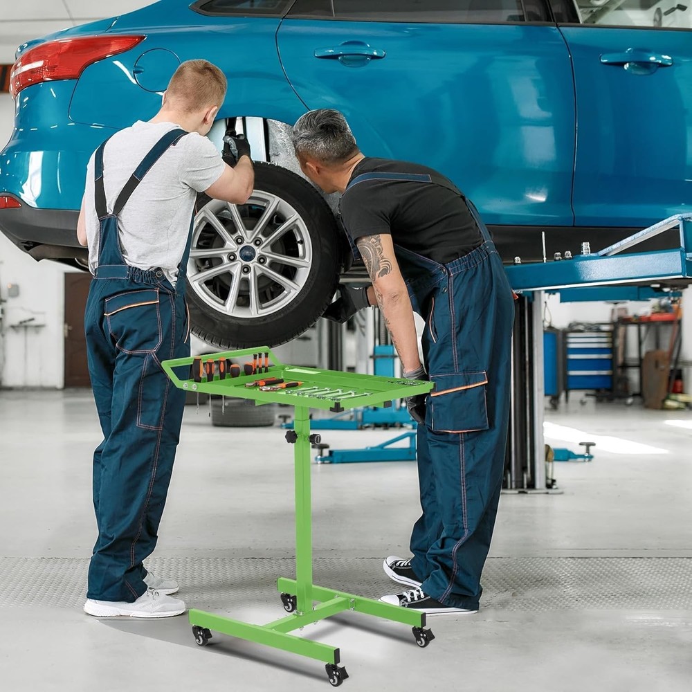 Portable Steel Workbench with Wheels, Heavy Duty Mobile Tool Table GREEN