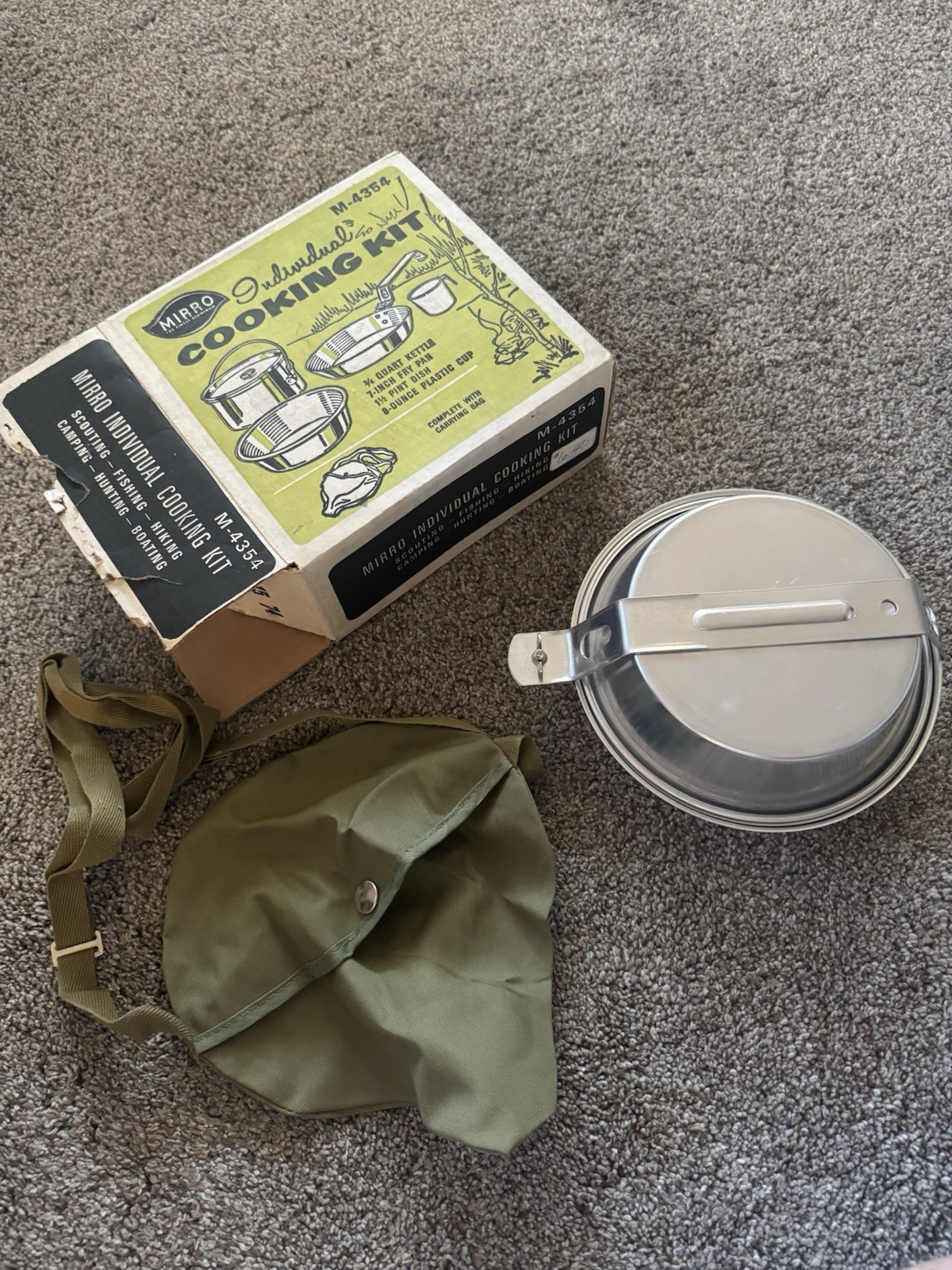 New Vintage Mirro 6 Piece Individual Aluminum Mess Kit Camping Cook Set Cookware