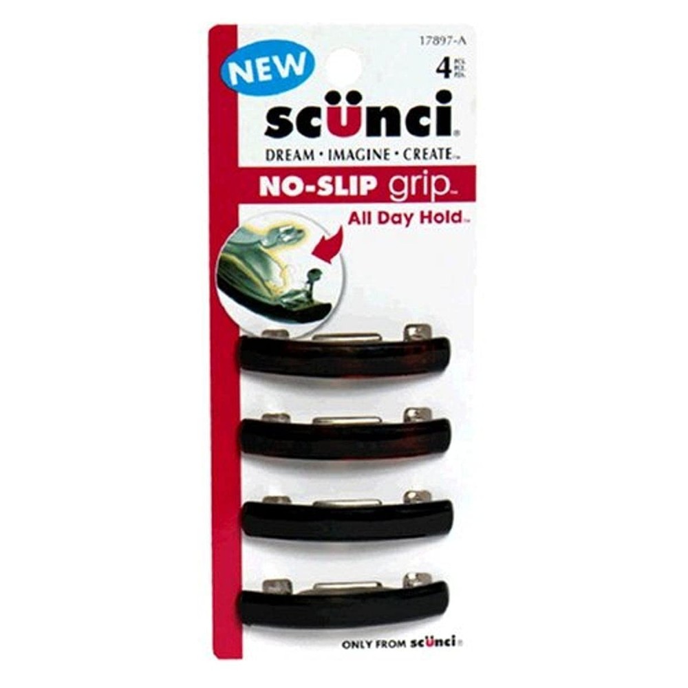 No Slip No Damage Barrette, unisex, 4 ct