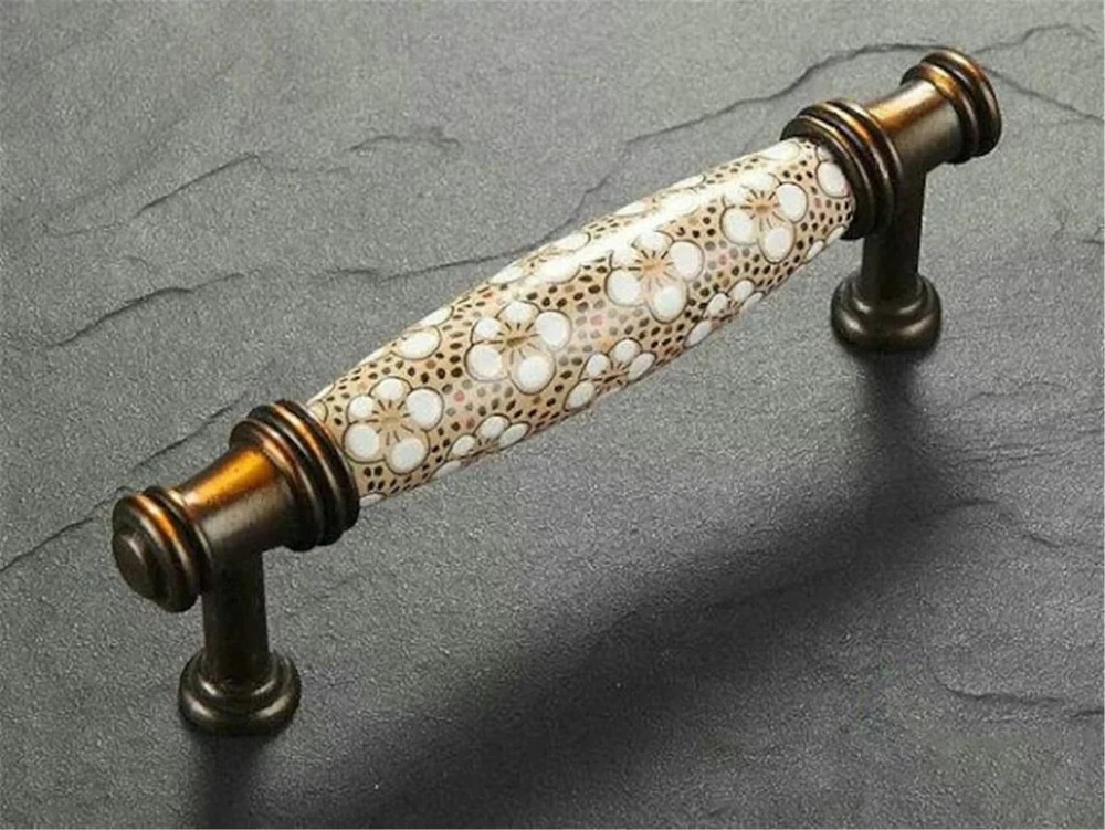 3.78'' 5'' Antique Bronze Classic floral print Ceramic Drawer Knobs Cabinet pull