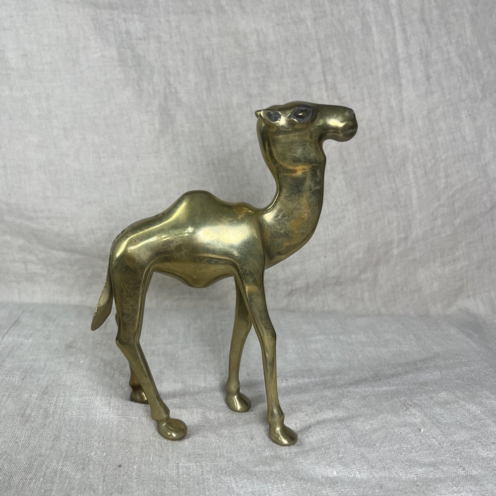 Brass Camel Figurine Statue 7.5”