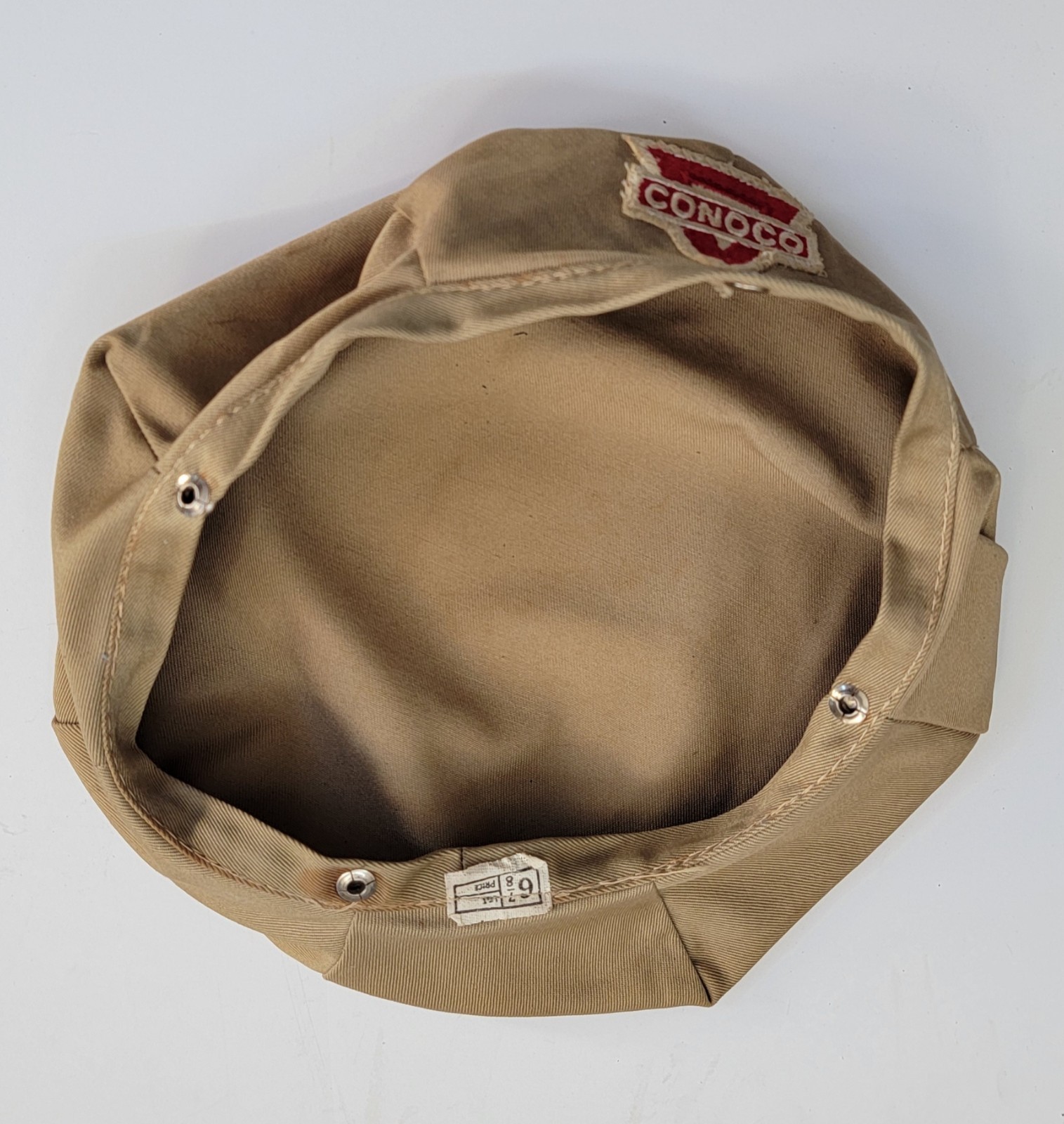 Vintage CONOCO Service Station Attendant's Hat with Sewn Red Triangle Logo Patch