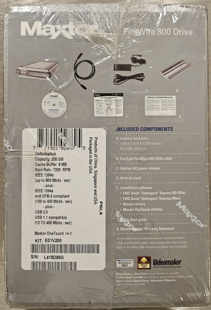 Maxtor One Touch II 200GB External Hard Drive
