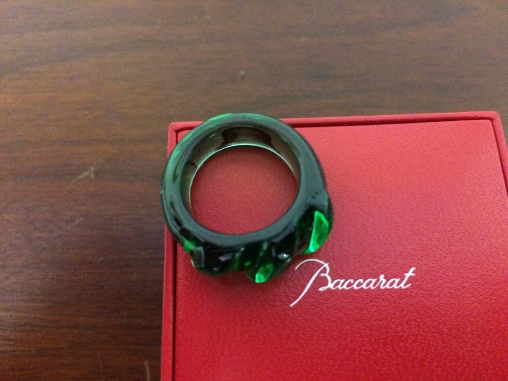 Baccarat Green Crystal Ring Size 50