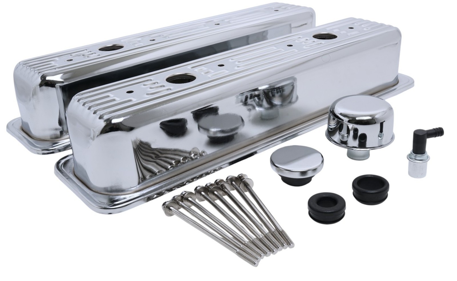 Chrome Tall Valve Covers SBC 305 350 1987-2000 Center Bolt Dress Up Complete Kit