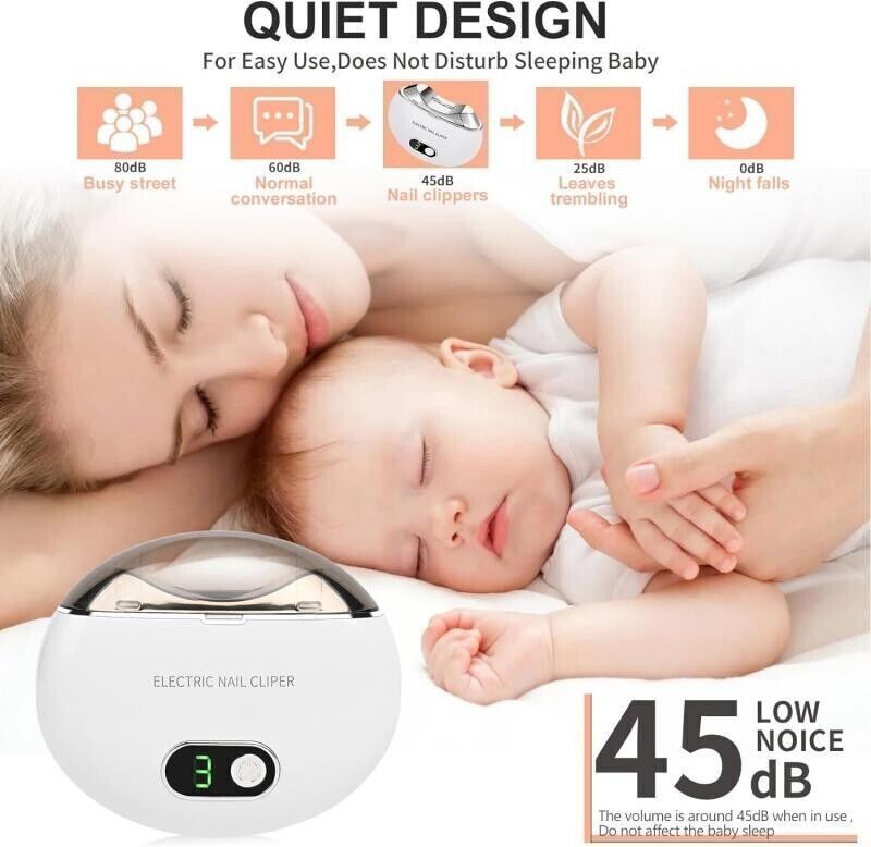 Electric Toe Nail Clippers Light Portable Trimmer Nails Cutter USB Rechargeable