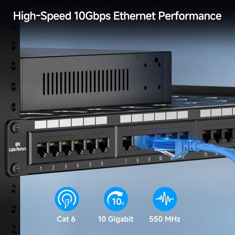 24 Port Cat6 Patch Panel Rackmount Wall Mount