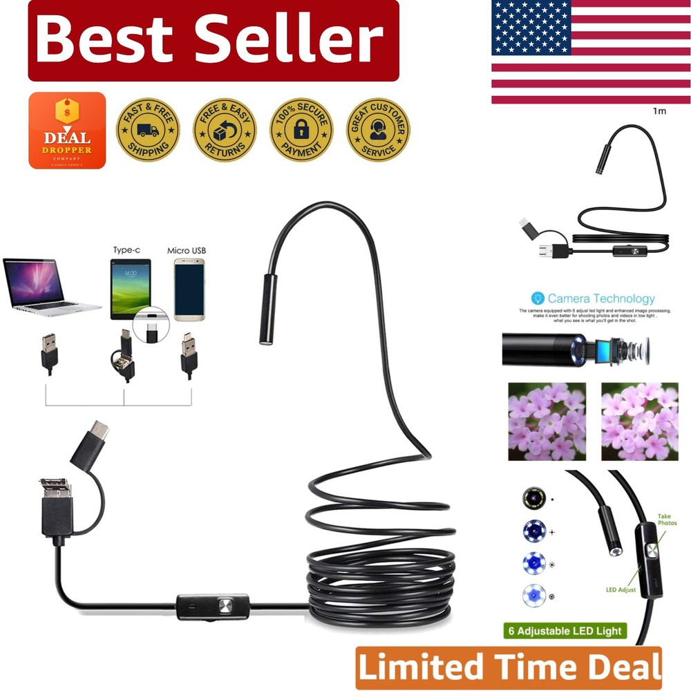 USB Endoscope Inspection Camera - Waterproof with Adjustable LED for Android