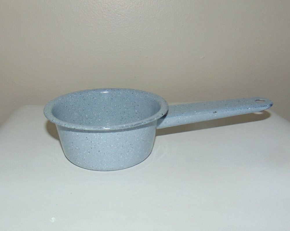 Grey Enamelware Dipper Pan Short Handle