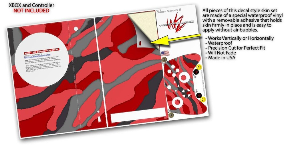 Skins XBOX Series S Console Controller Camouflage Red